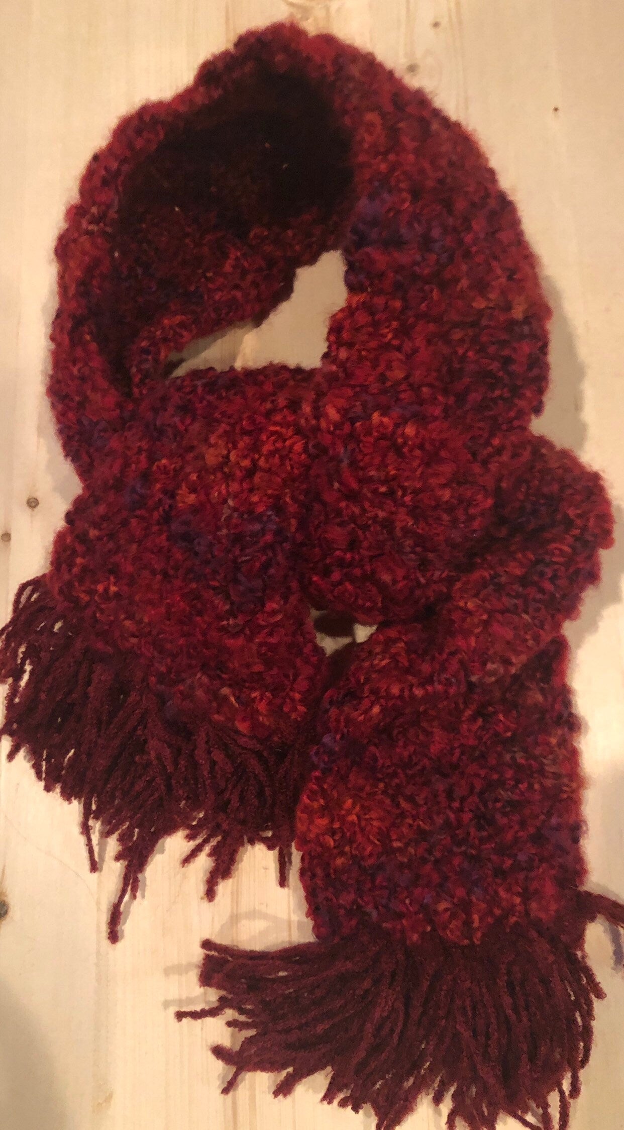 Chunky Burgundy Crochet Scarf
